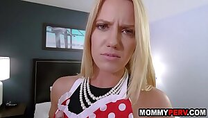 Young stepmom fucks her son because dad is pathetic in bed - milf creampie